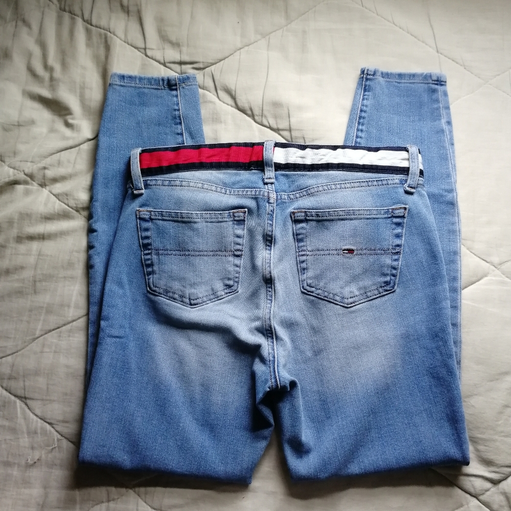 TOMMY HILFIGER High Rise Leggings Jeggings Skinny Logo band Cotton blend Size 4 - Picture 8 of 10
